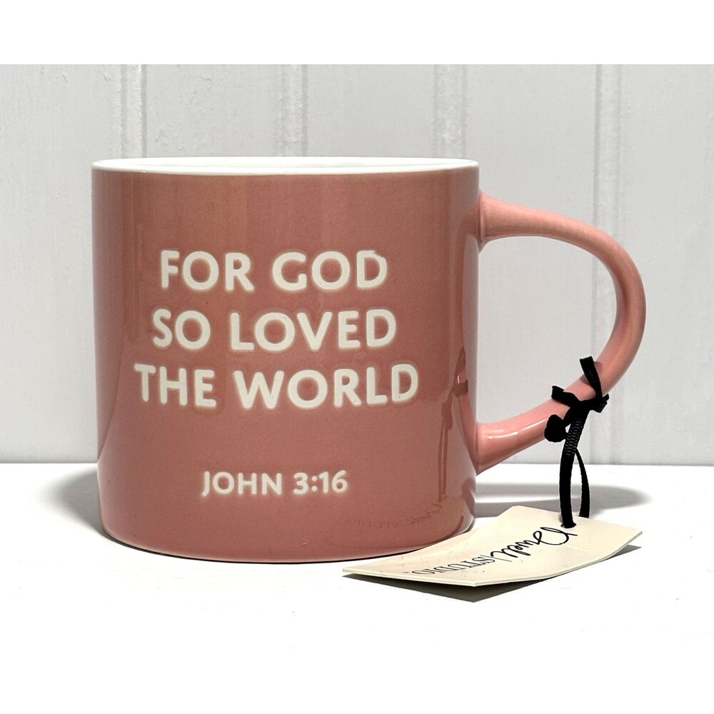 Dwell Studio or God So Loved the World Religious Ceramic Coffee Tea Mug Cup Gift
